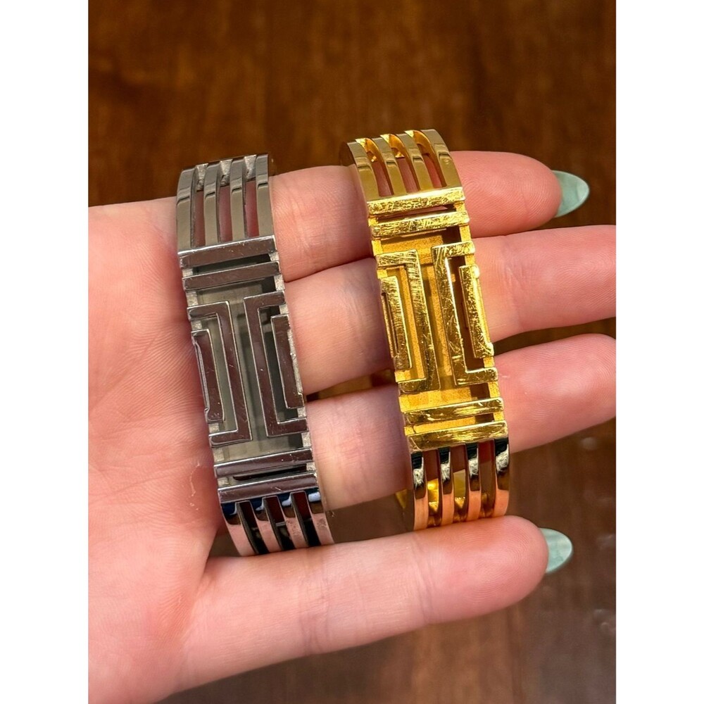 Set of 2 Tory Burch x Fitbit Flex Hinged Bangle Bracelet - Silver & Gold